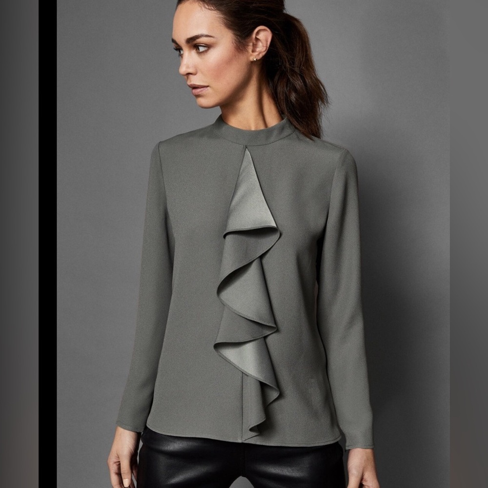 Ted Baker Charcoal Ruffle Front Blouse